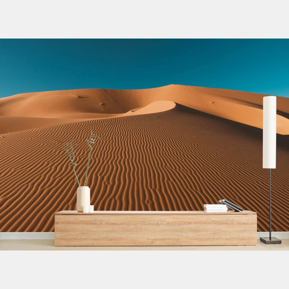 Fototapeta złote wydmy pod głębokim niebem – Wallissimo® Fototapeta złote wydmy pod głębokim niebem – Wallissimo®