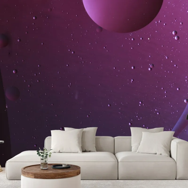 Wall mural purple cosmic spheres abstract art