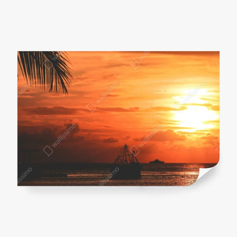 Wall mural tropical sunset at the beach