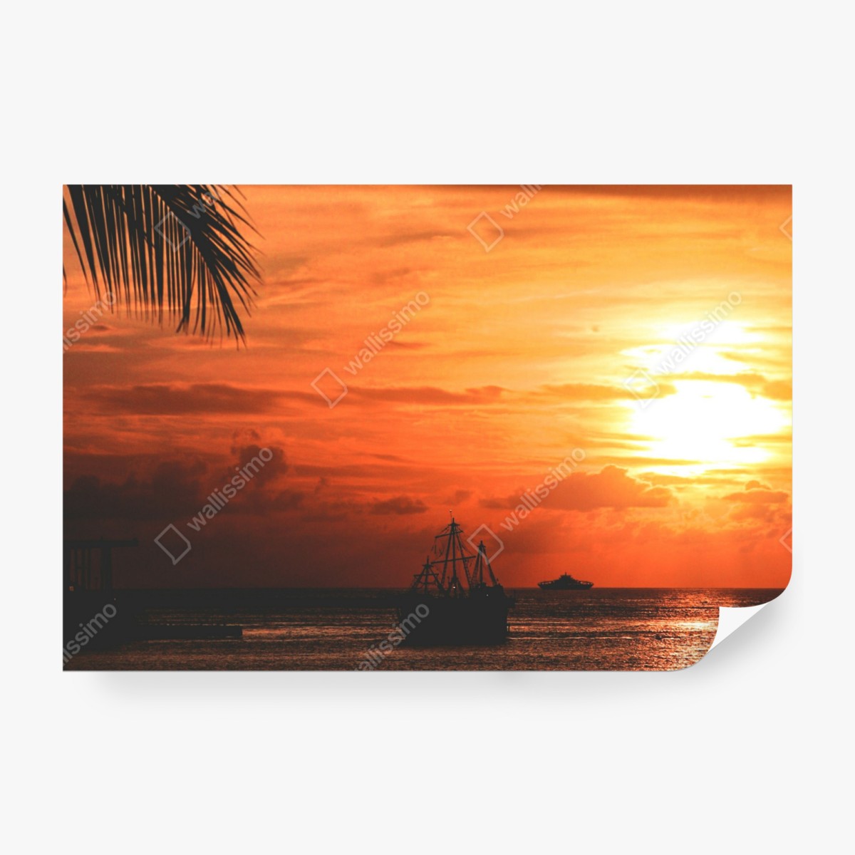 Fototapeta tropikalny zachód słońca nad morzem – Wallissimo® Fototapeta tropikalny zachód słońca nad morzem – Wallissimo®