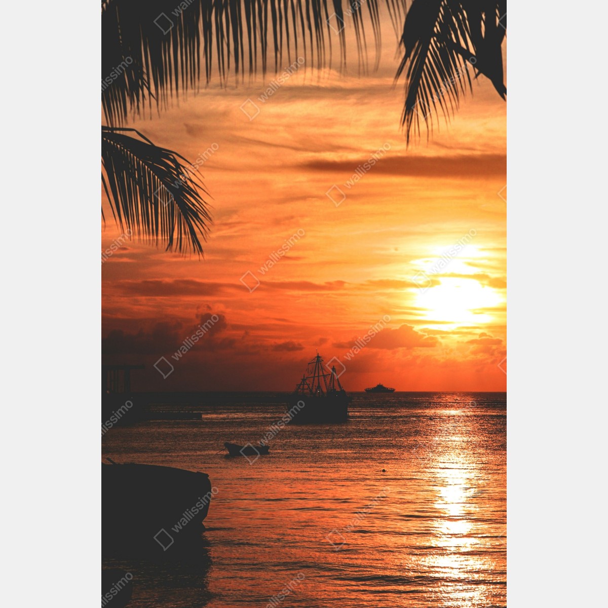 Fototapeta tropikalny zachód słońca nad morzem – Wallissimo® Fototapeta tropikalny zachód słońca nad morzem – Wallissimo®