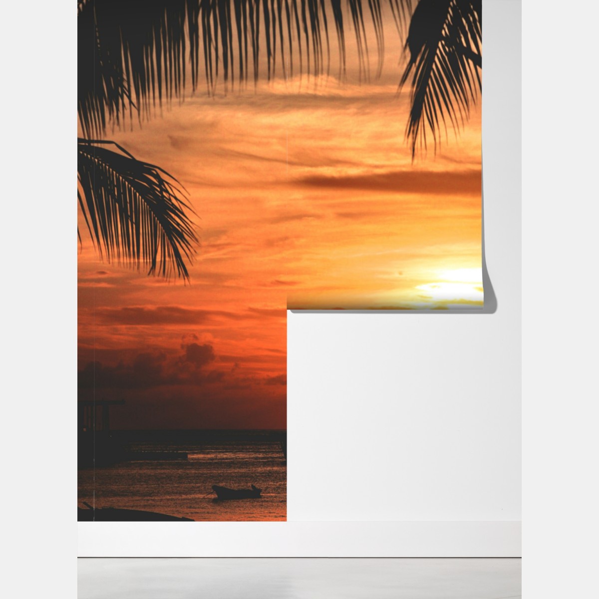 Fototapeta tropikalny zachód słońca nad morzem – Wallissimo® Fototapeta tropikalny zachód słońca nad morzem – Wallissimo®