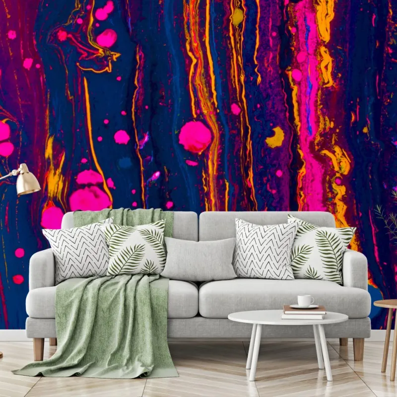 Wall mural neon marbled abstract wall art