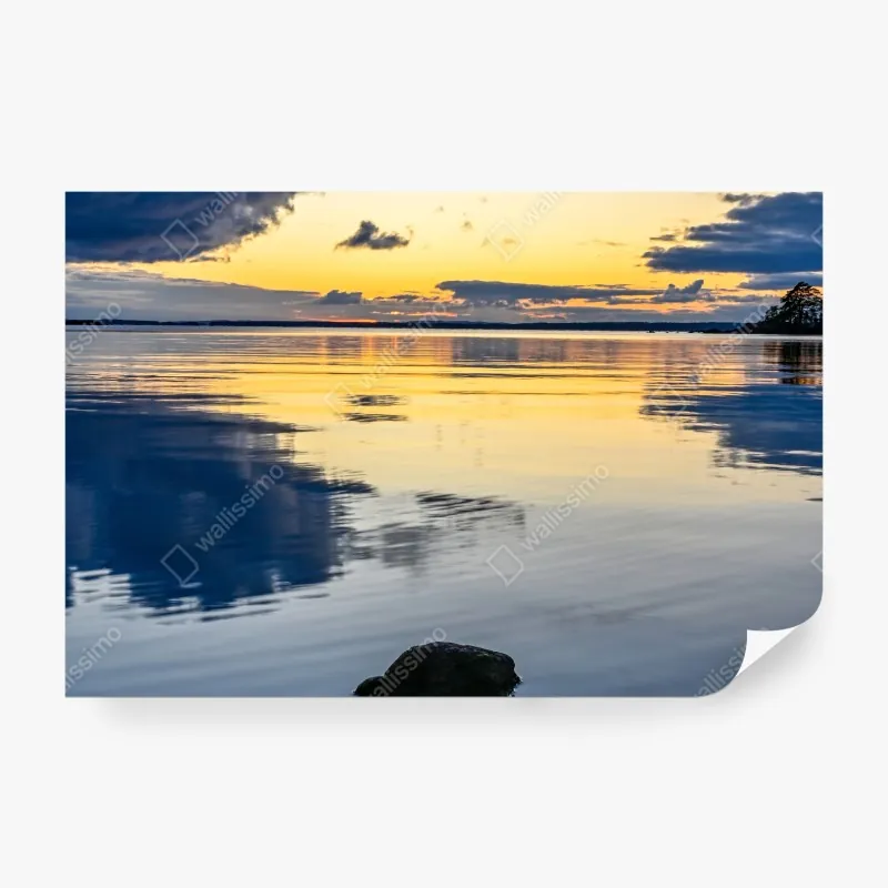 Wall mural serene coastal sunset reflection