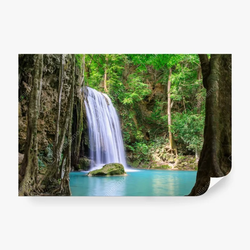 Wall mural serene waterfall at Erawan National Park