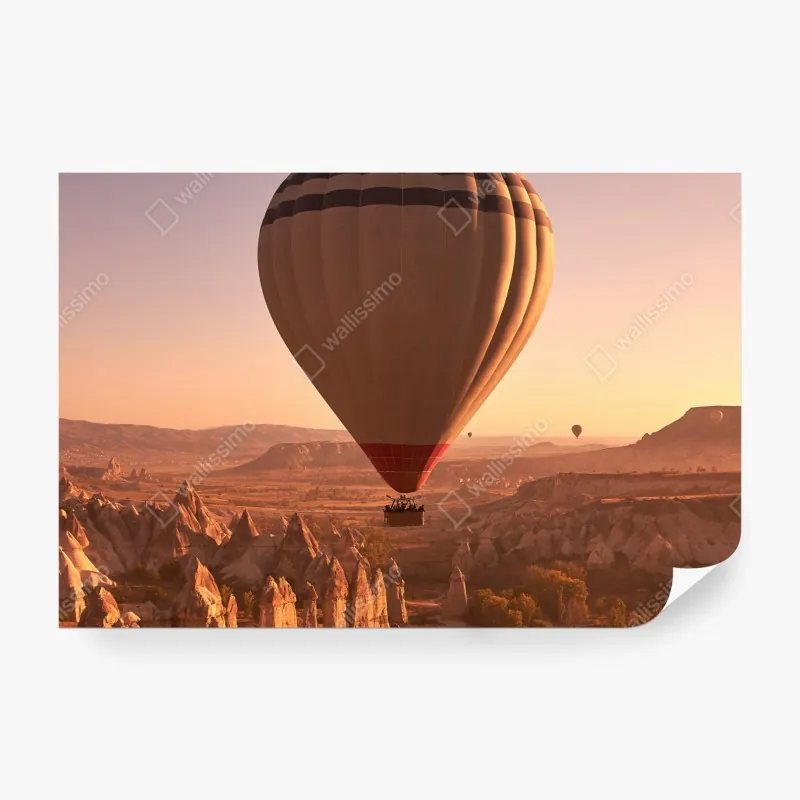 Wall mural Cappadocia sunrise balloon over rock formations