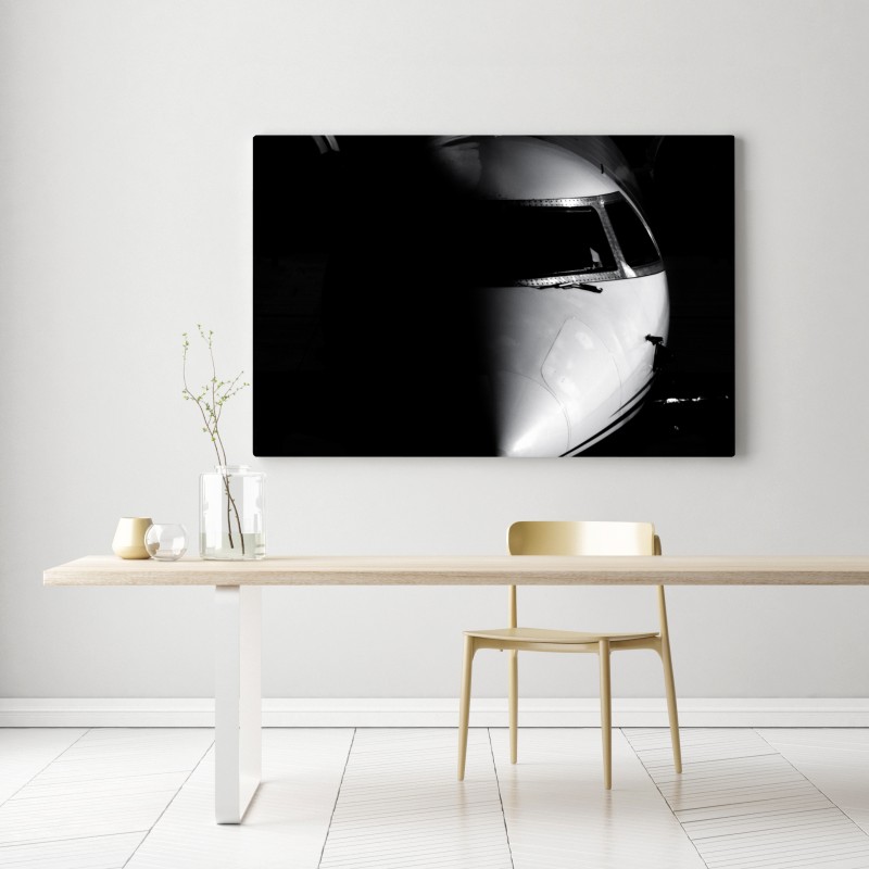 Obraz na płótnie monochromatyczny portret nosa odrzutowca – Wallissimo® Obraz na płótnie monochromatyczny portret nosa odrzutowca – Wallissimo®