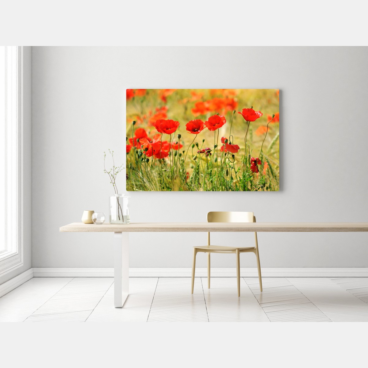 Obraz na płótnie łąka czerwonych maków w słońcu – Wallissimo® Obraz na płótnie łąka czerwonych maków w słońcu – Wallissimo®