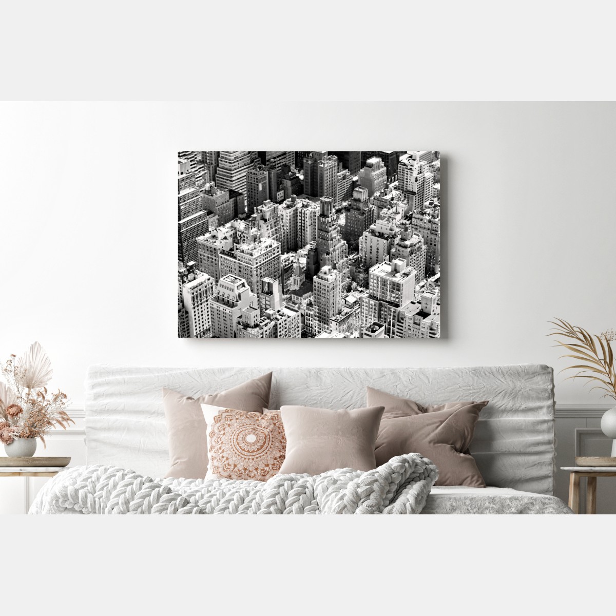 Obraz na płótnie Manhattan widok z lotu ptaka w monochromie – Wallissimo® Obraz na płótnie Manhattan widok z lotu ptaka w monochromie – Wallissimo®