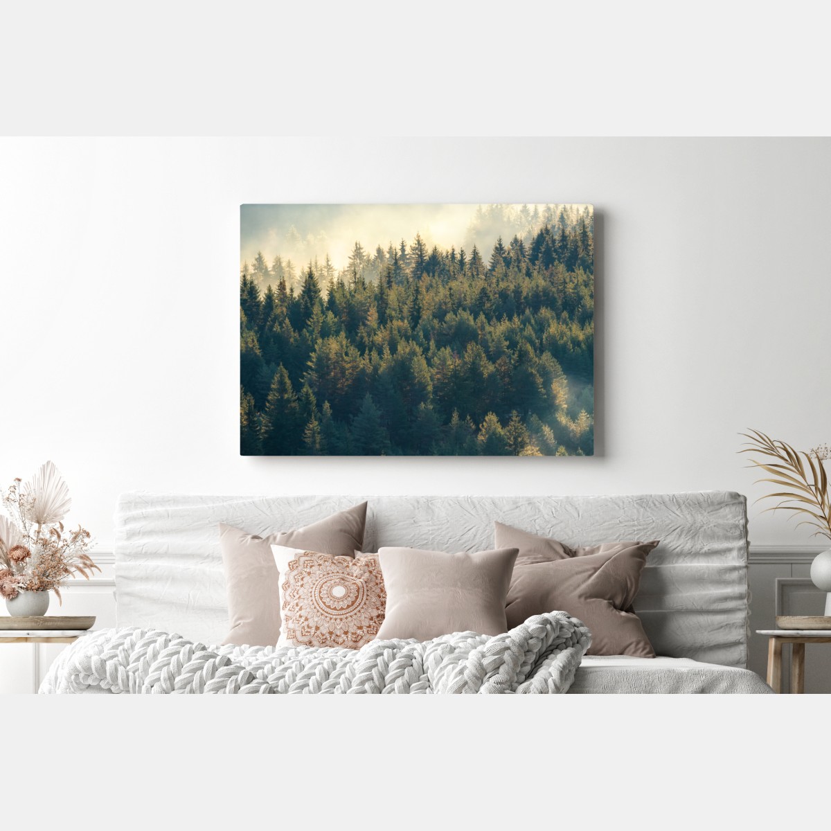 Obraz na płótnie mglisty las sosnowy o świcie – Wallissimo® Obraz na płótnie mglisty las sosnowy o świcie – Wallissimo®