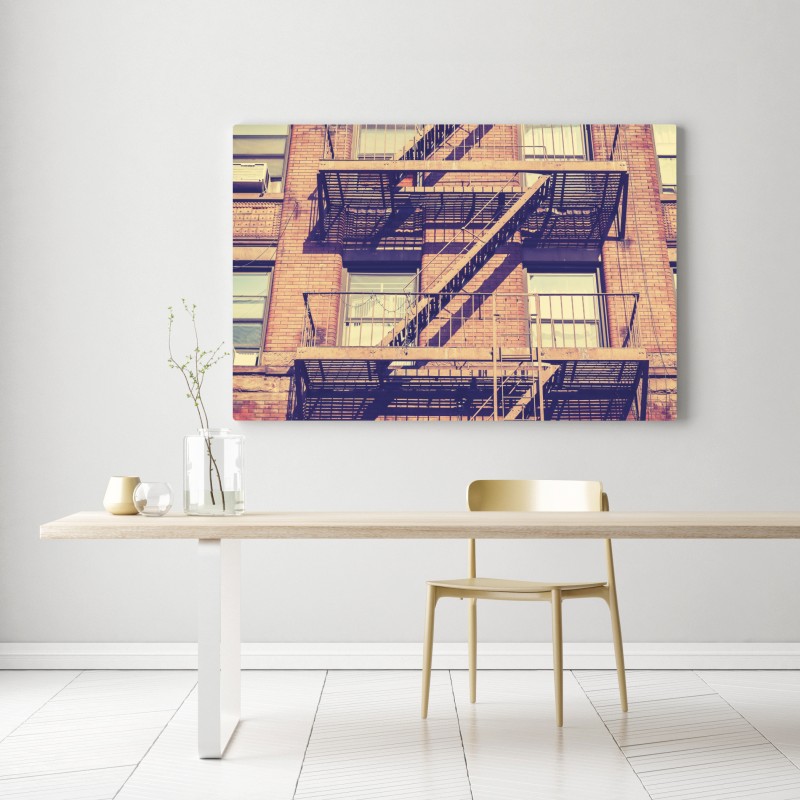 Obraz na płótnie vintage drabiny pożarowe z Nowego Jorku – Wallissimo® Obraz na płótnie vintage drabiny pożarowe z Nowego Jorku – Wallissimo®