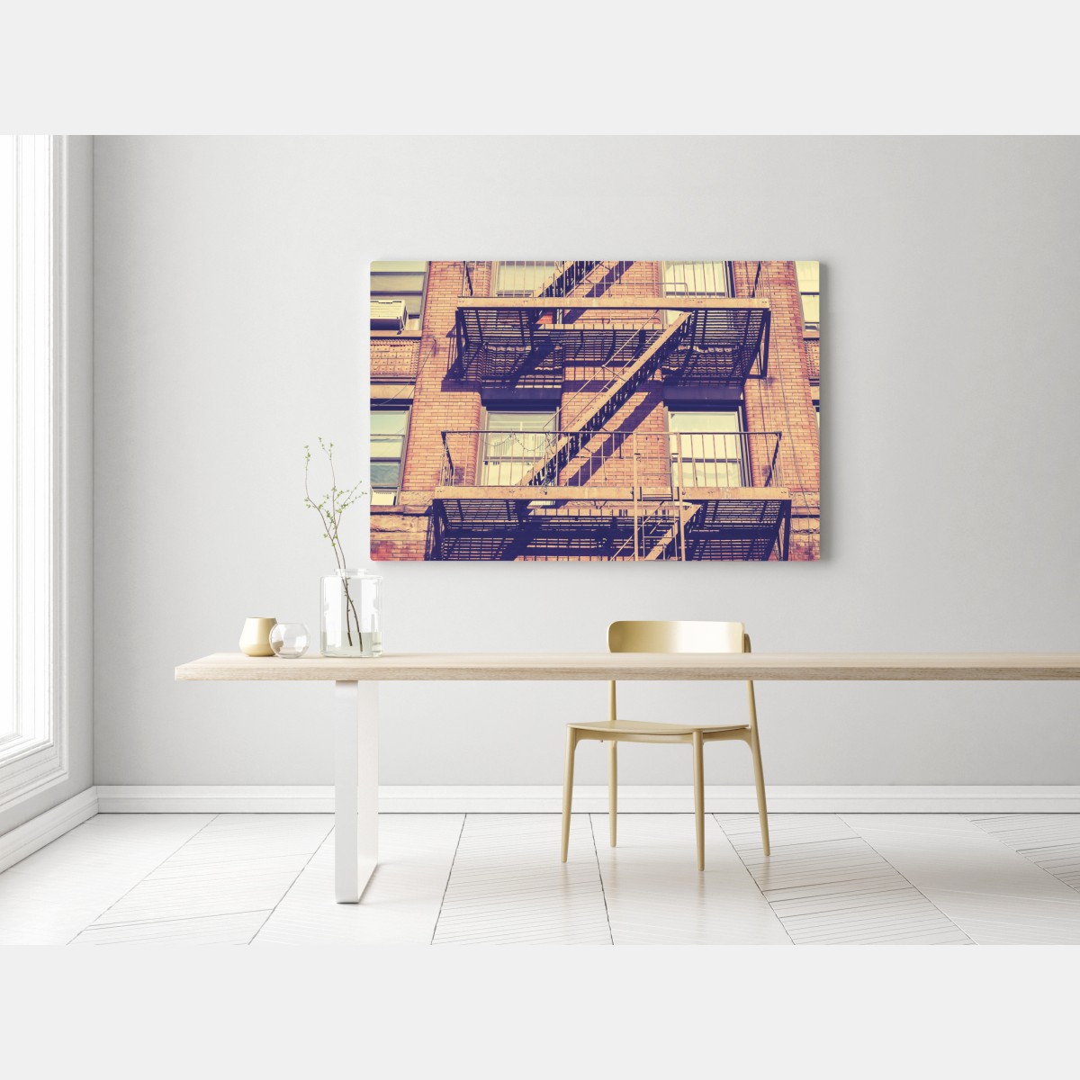 Obraz na płótnie vintage drabiny pożarowe z Nowego Jorku – Wallissimo® Obraz na płótnie vintage drabiny pożarowe z Nowego Jorku – Wallissimo®