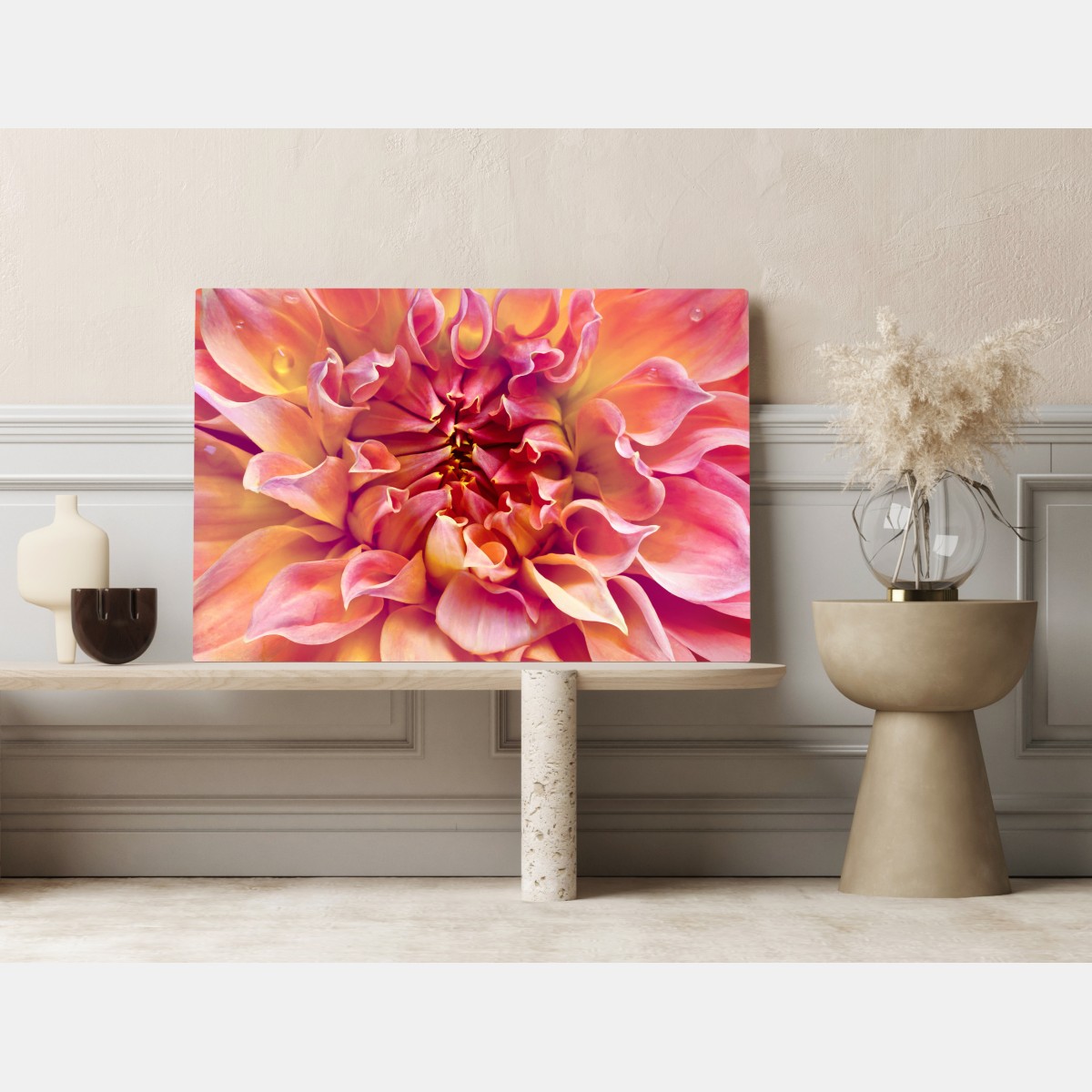 Obraz na płótnie różowa dalia w zbliżeniu – Wallissimo® Obraz na płótnie różowa dalia w zbliżeniu – Wallissimo®