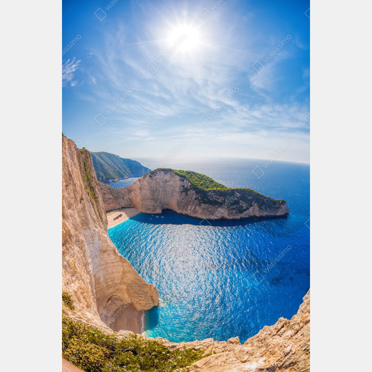 Obraz na płótnie słoneczne klify na plaży Navagio, Zakynthos – Wallissimo® Obraz na płótnie słoneczne klify na plaży Navagio, Zakynthos – Wallissimo®