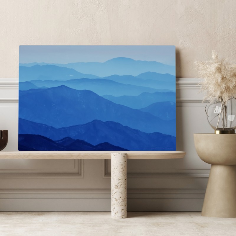Obraz na płótnie mglista niebieska panorama gór – Wallissimo® Obraz na płótnie mglista niebieska panorama gór – Wallissimo®