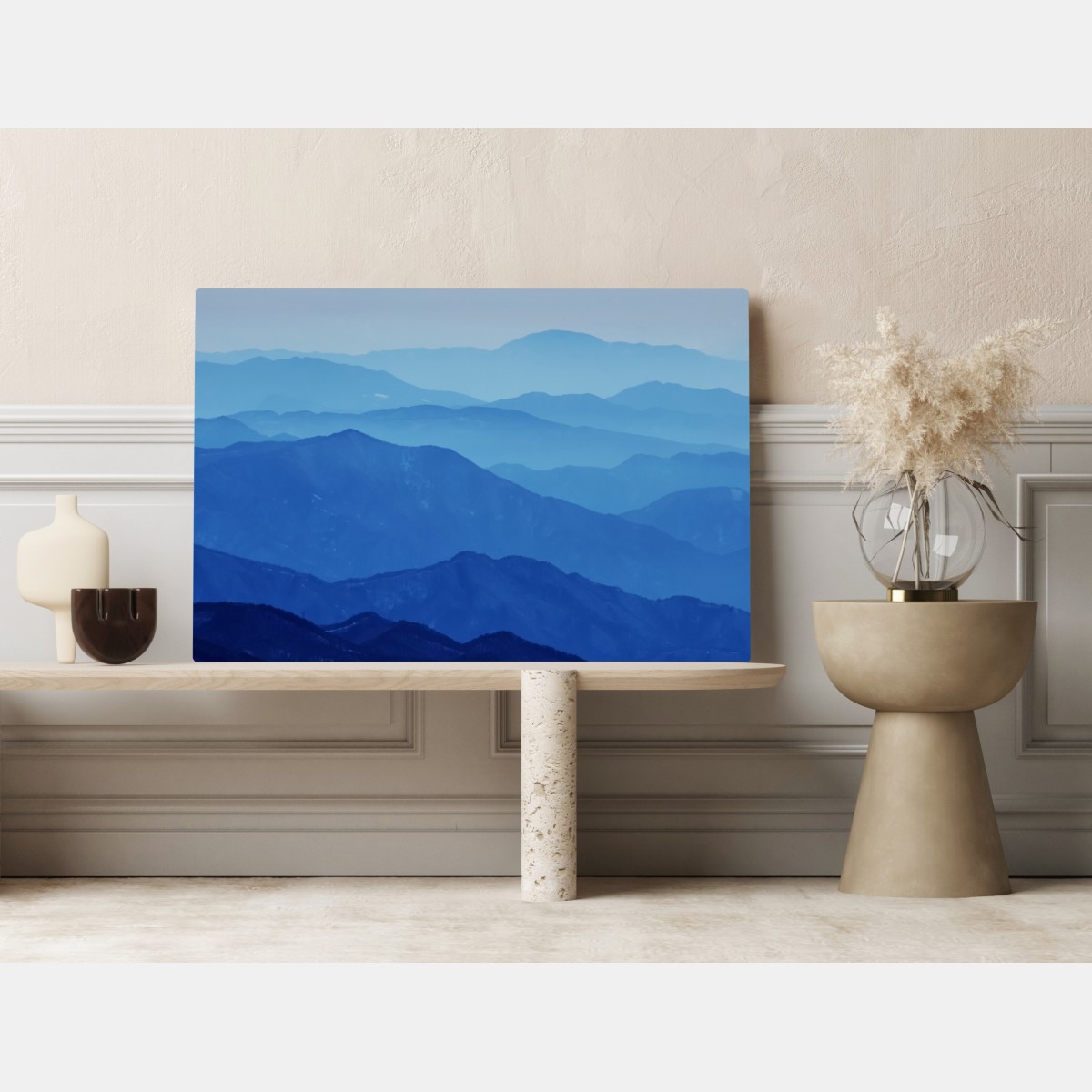 Obraz na płótnie mglista niebieska panorama gór – Wallissimo® Obraz na płótnie mglista niebieska panorama gór – Wallissimo®