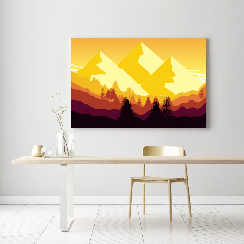 Obraz na płótnie złoty zachód słońca nad górami – Wallissimo® Obraz na płótnie złoty zachód słońca nad górami – Wallissimo®