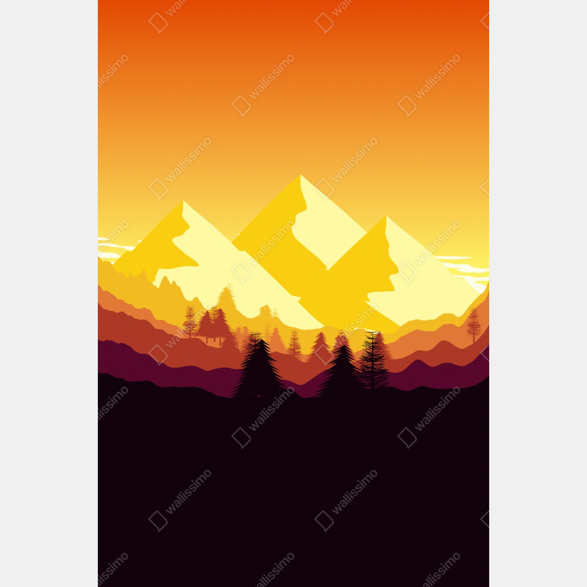 Obraz na płótnie złoty zachód słońca nad górami – Wallissimo® Obraz na płótnie złoty zachód słońca nad górami – Wallissimo®
