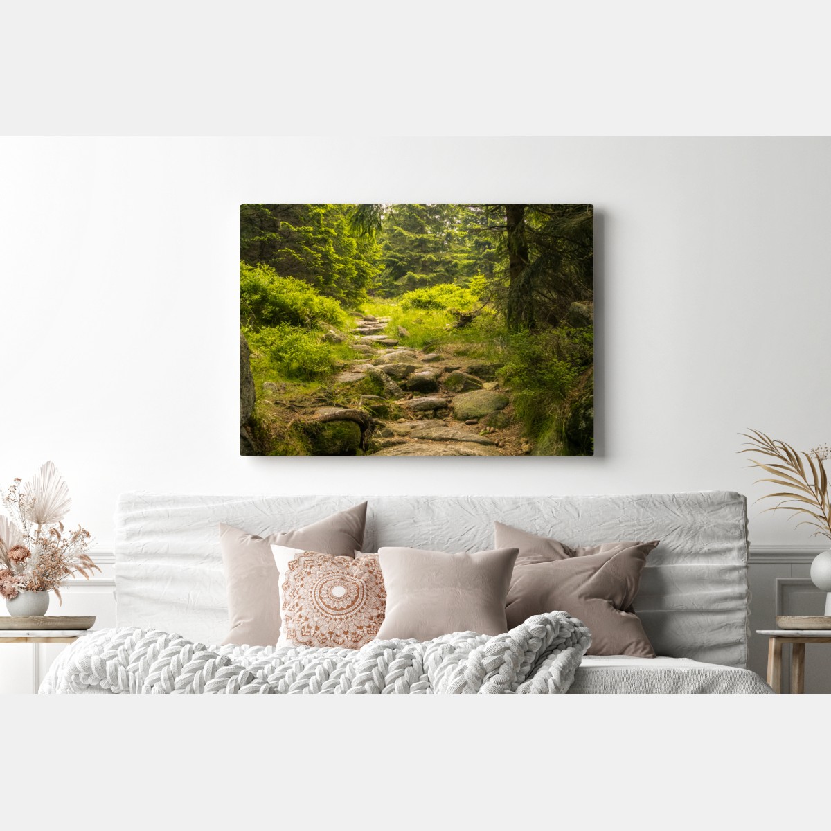 Obraz na płótnie spokojna leśna ścieżka wśród sosen – Wallissimo® Obraz na płótnie spokojna leśna ścieżka wśród sosen – Wallissimo®