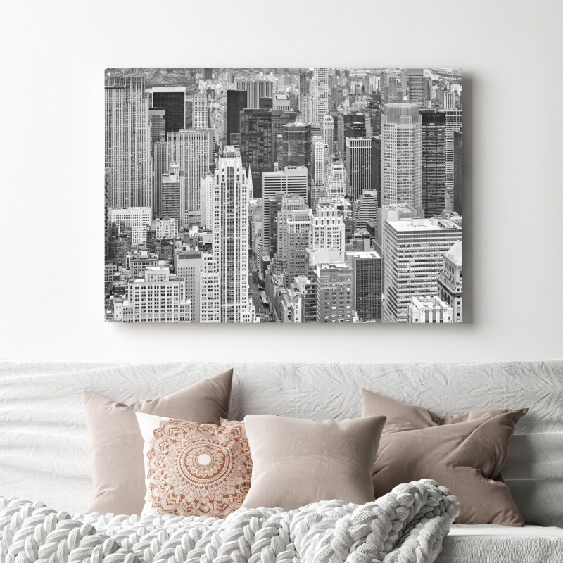 Obraz na płótnie panorama Nowego Jorku w monochromie – Wallissimo® Obraz na płótnie panorama Nowego Jorku w monochromie – Wallissimo®