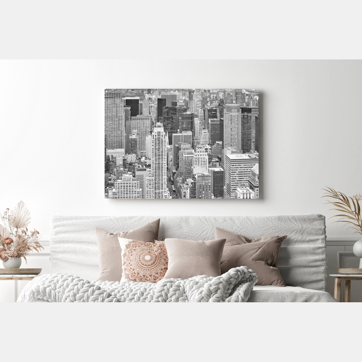 Obraz na płótnie panorama Nowego Jorku w monochromie – Wallissimo® Obraz na płótnie panorama Nowego Jorku w monochromie – Wallissimo®