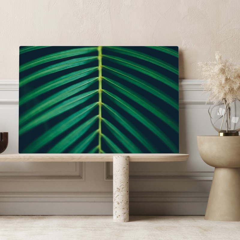 Obraz na płótnie pionowy liść palmy z bliska – Wallissimo® Obraz na płótnie pionowy liść palmy z bliska – Wallissimo®