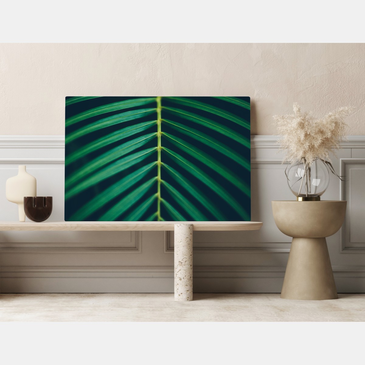 Obraz na płótnie pionowy liść palmy z bliska – Wallissimo® Obraz na płótnie pionowy liść palmy z bliska – Wallissimo®