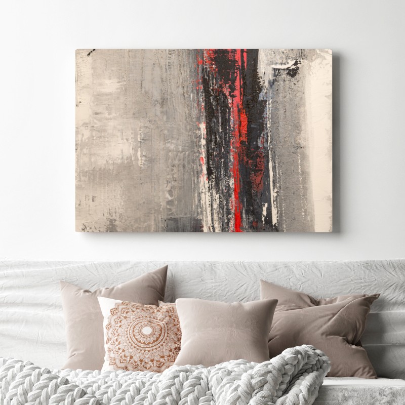 Obraz na płótnie teksturalna abstrakcja z czerwonym akcentem – Wallissimo® Obraz na płótnie teksturalna abstrakcja z czerwonym akcentem – Wallissimo®