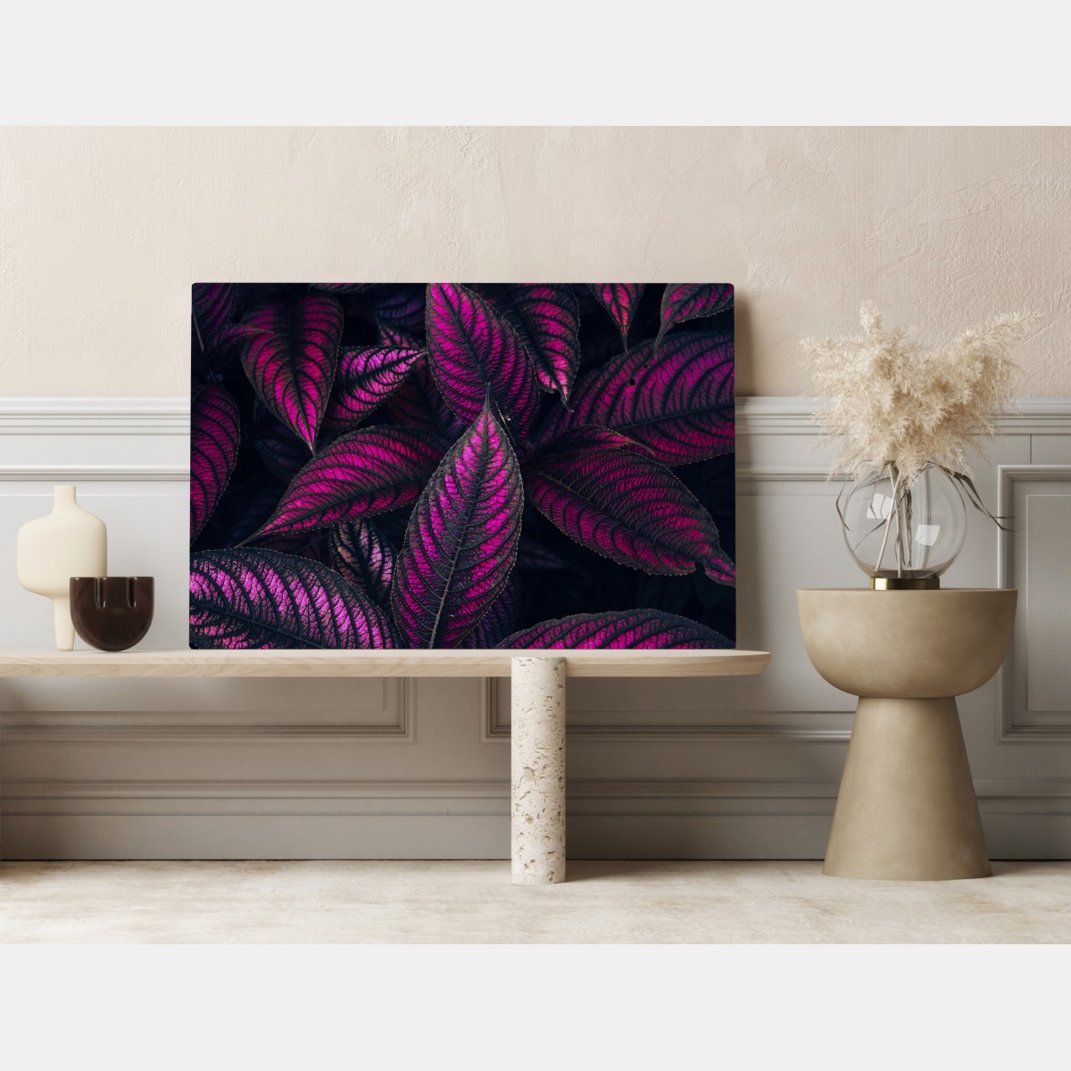 Obraz na płótnie intensywny fioletowy wzór liści – Wallissimo® Obraz na płótnie intensywny fioletowy wzór liści – Wallissimo®