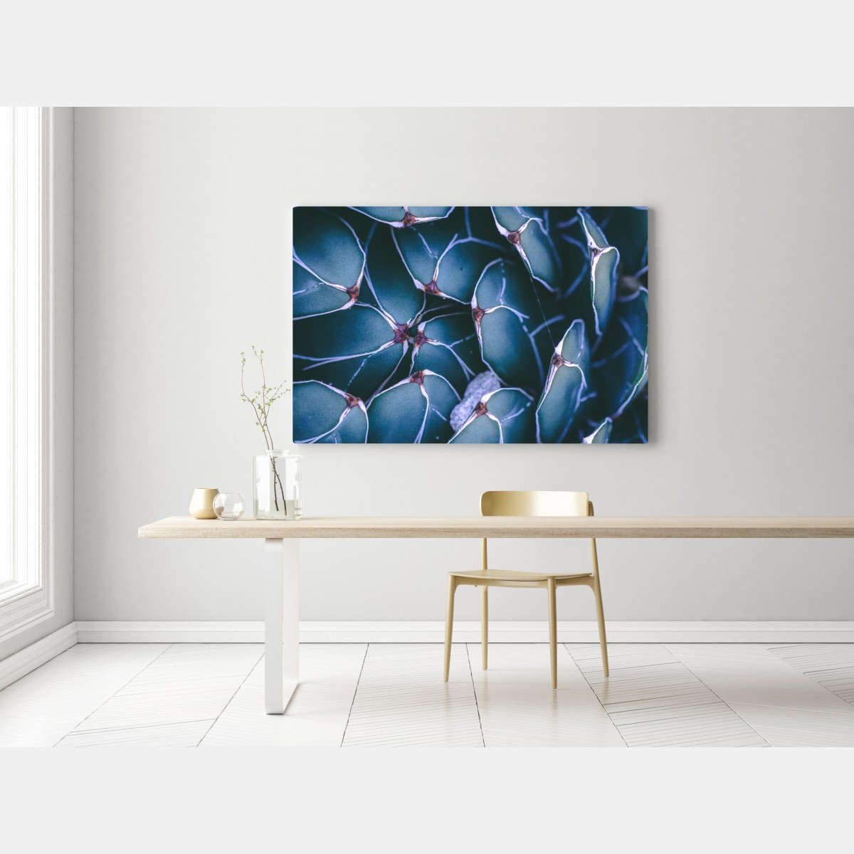 Obraz na płótnie geometryczne zbliżenie sukulenta w turkusie – Wallissimo® Obraz na płótnie geometryczne zbliżenie sukulenta w turkusie – Wallissimo®