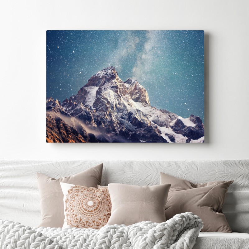 Obraz na płótnie noc pełna gwiazd nad Ushba – Wallissimo® Obraz na płótnie noc pełna gwiazd nad Ushba – Wallissimo®