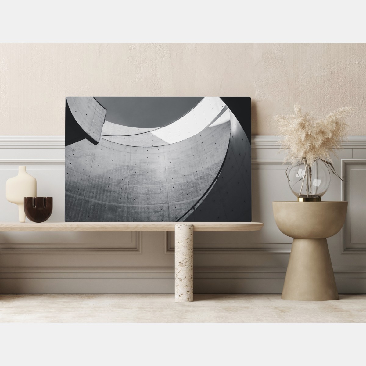 Obraz na płótnie zakrzywione betonowe schody spiralne – Wallissimo® Obraz na płótnie zakrzywione betonowe schody spiralne – Wallissimo®