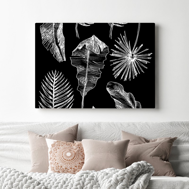 Obraz na płótnie monochromatyczna kompozycja liści – Wallissimo® Obraz na płótnie monochromatyczna kompozycja liści – Wallissimo®