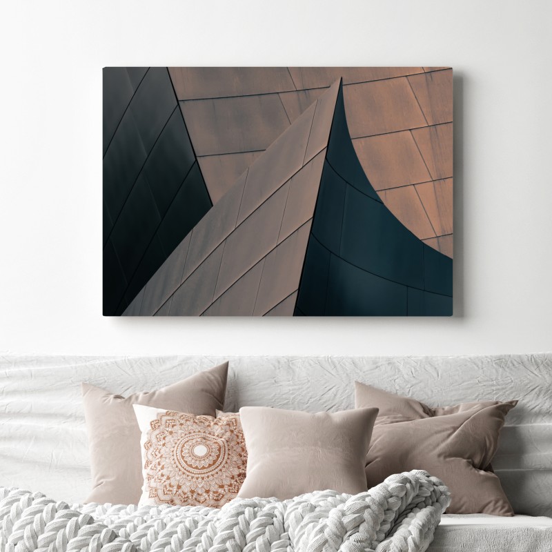 Obraz na płótnie geometryczne formy architektoniczne w metalu – Wallissimo® Obraz na płótnie geometryczne formy architektoniczne w metalu – Wallissimo®