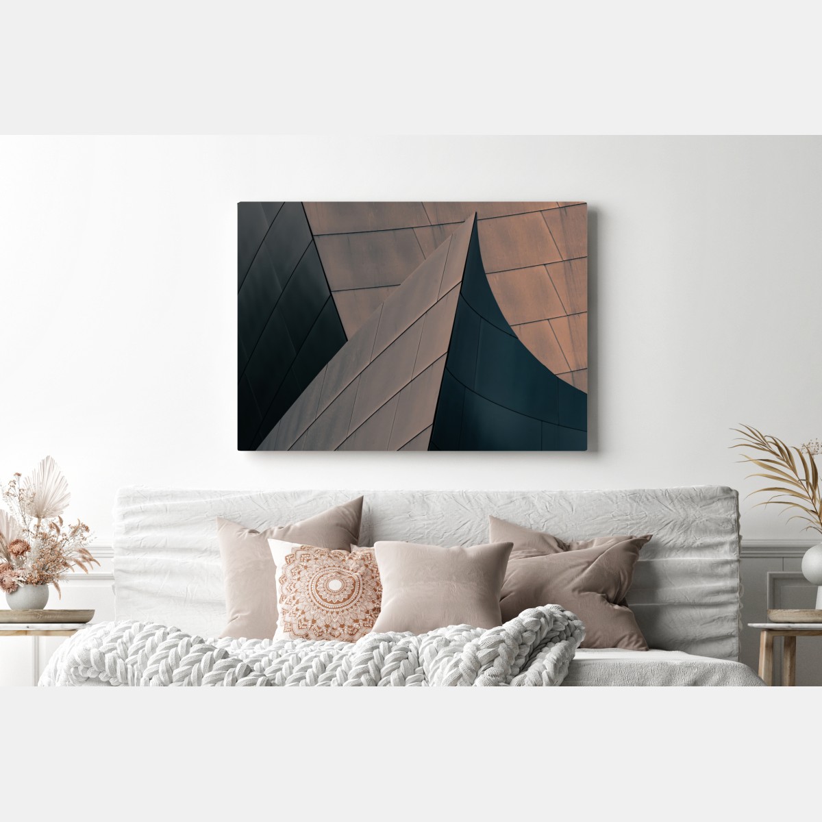 Obraz na płótnie geometryczne formy architektoniczne w metalu – Wallissimo® Obraz na płótnie geometryczne formy architektoniczne w metalu – Wallissimo®