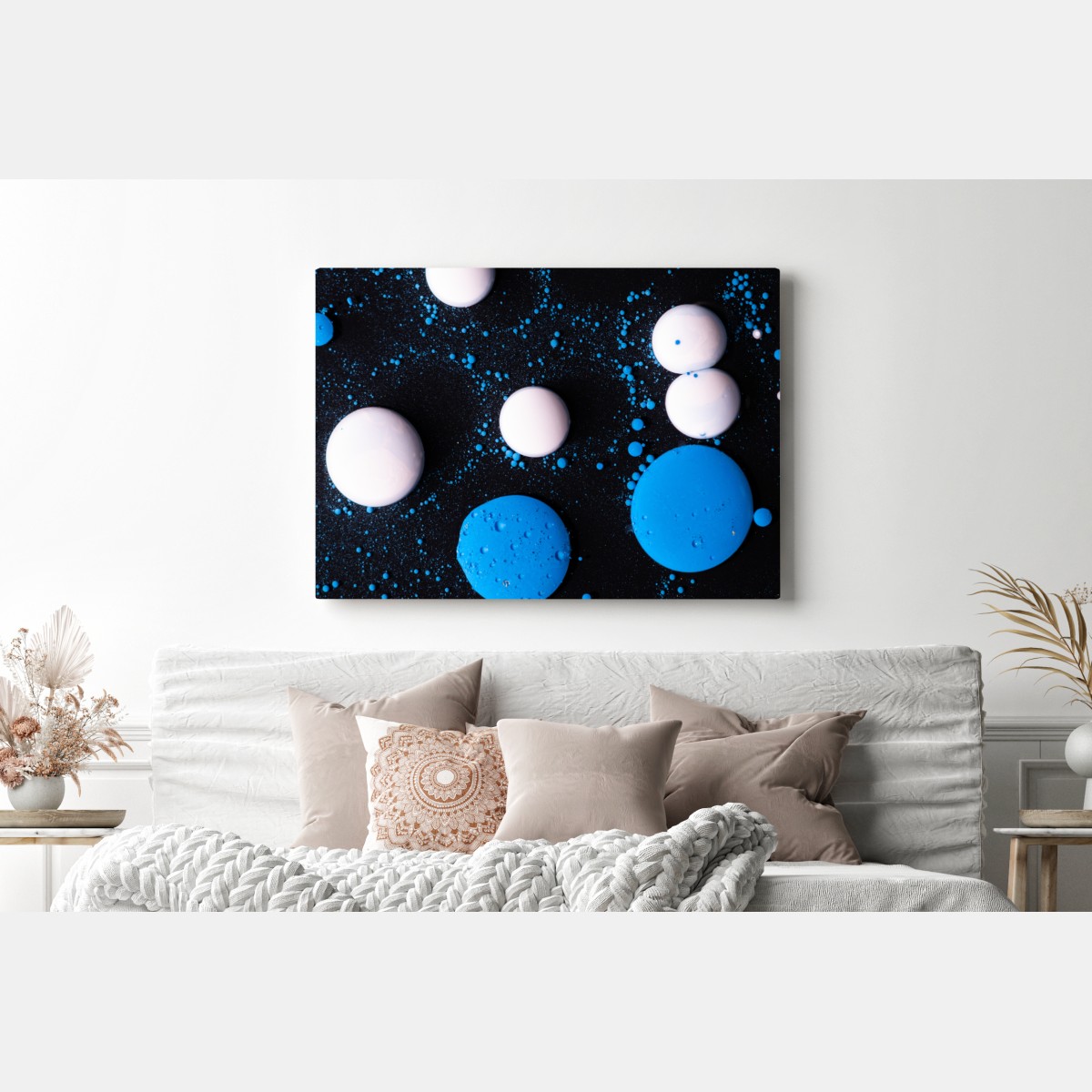 Obraz na płótnie niebieski marmurowy wzór płynnej farby – Wallissimo® Obraz na płótnie niebieski marmurowy wzór płynnej farby – Wallissimo®