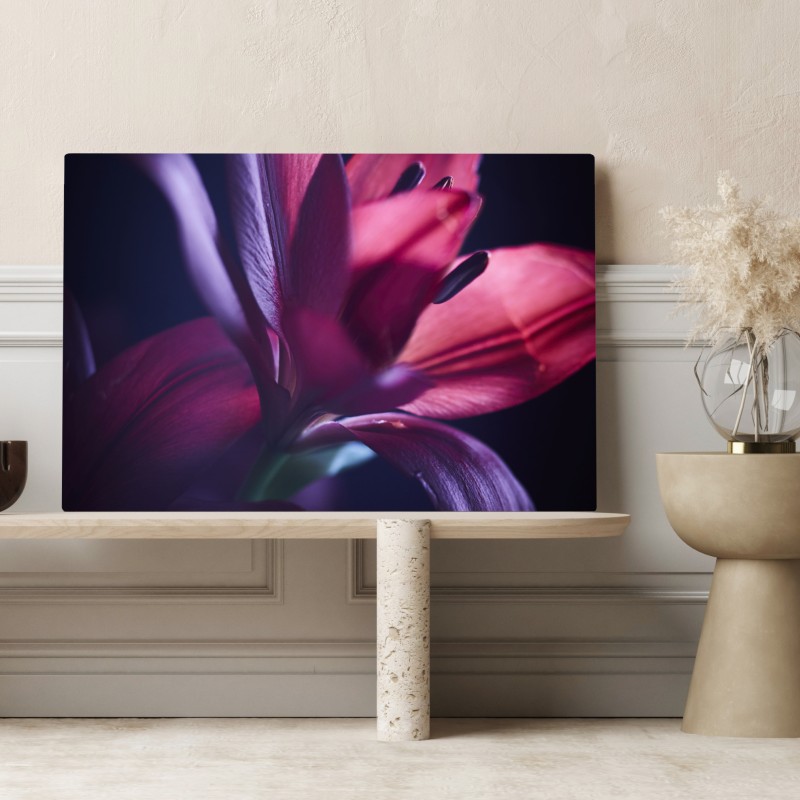 Obraz na płótnie czerwona lilia w półmroku – Wallissimo® Obraz na płótnie czerwona lilia w półmroku – Wallissimo®