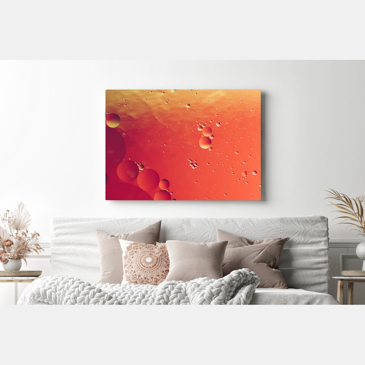 Obraz na płótnie ciepła pomarańczowa abstrakcja z bąbelkami – Wallissimo® Obraz na płótnie ciepła pomarańczowa abstrakcja z bąbelkami – Wallissimo®