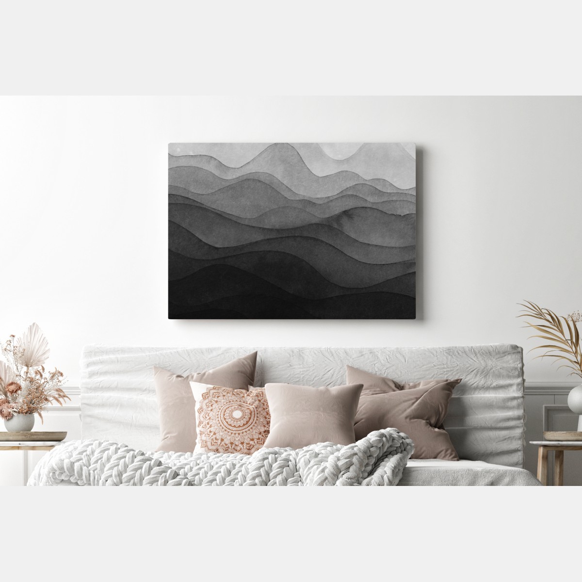 Obraz na płótnie monochromatyczne warstwowe góry – Wallissimo® Obraz na płótnie monochromatyczne warstwowe góry – Wallissimo®