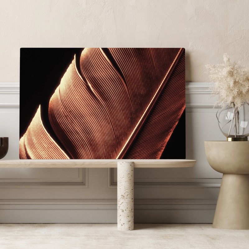 Obraz na płótnie złote pióro makro na czarnym tle – Wallissimo® Obraz na płótnie złote pióro makro na czarnym tle – Wallissimo®