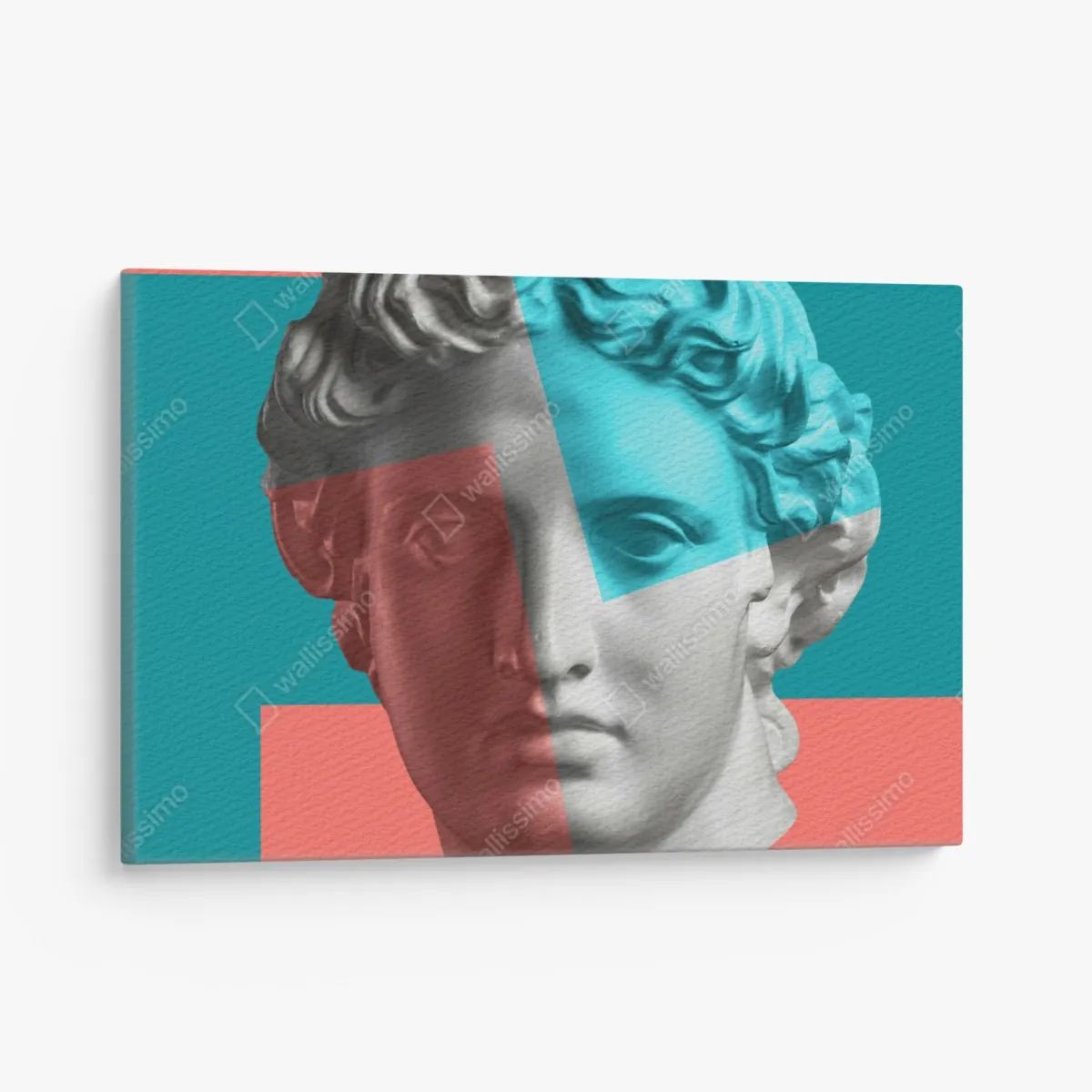 Obraz na płótnie duotonalna rzeźba głowy w kolażu – Wallissimo® Obraz na płótnie duotonalna rzeźba głowy w kolażu – Wallissimo®