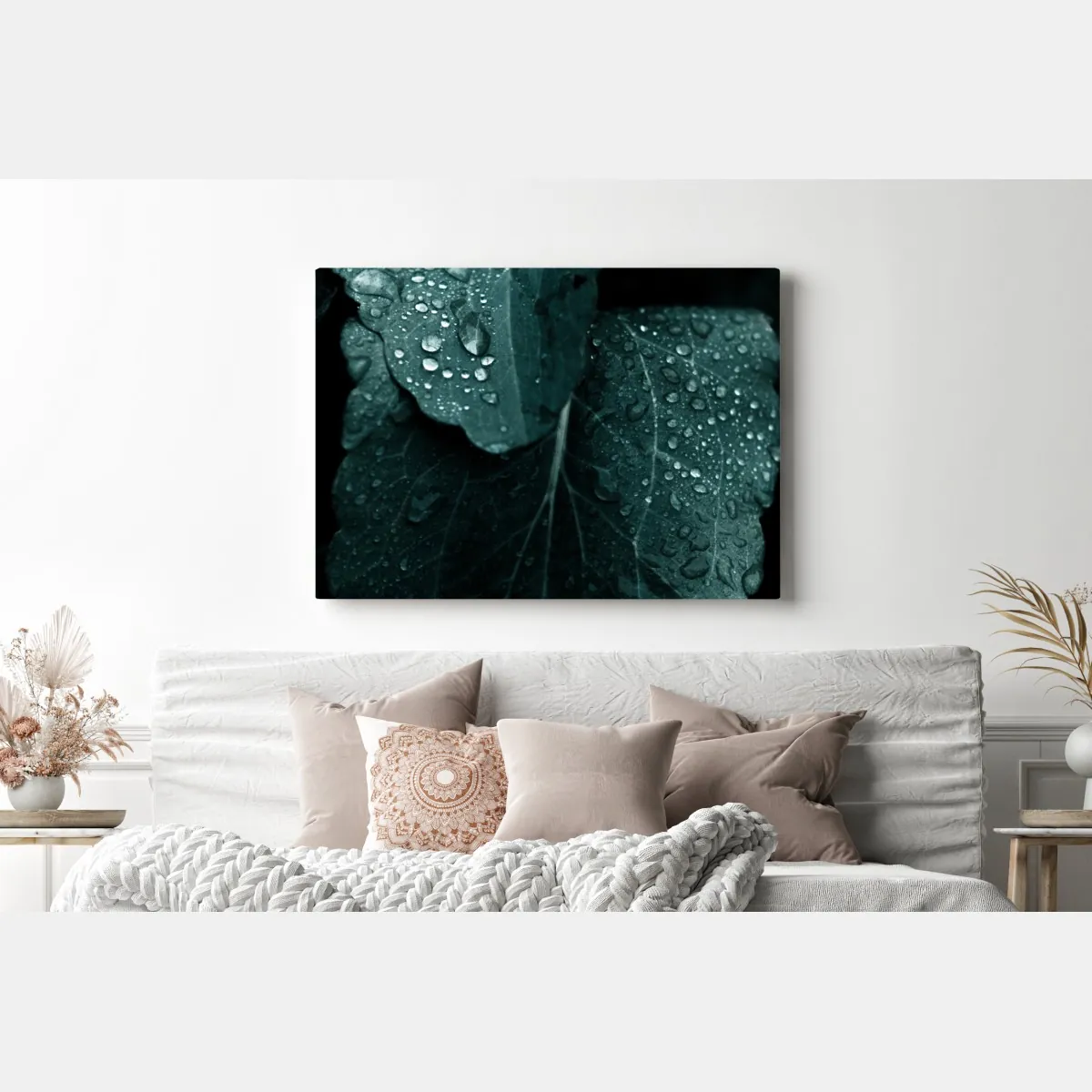 Obraz na płótnie krople rosy na liściach – Wallissimo® Obraz na płótnie krople rosy na liściach – Wallissimo®