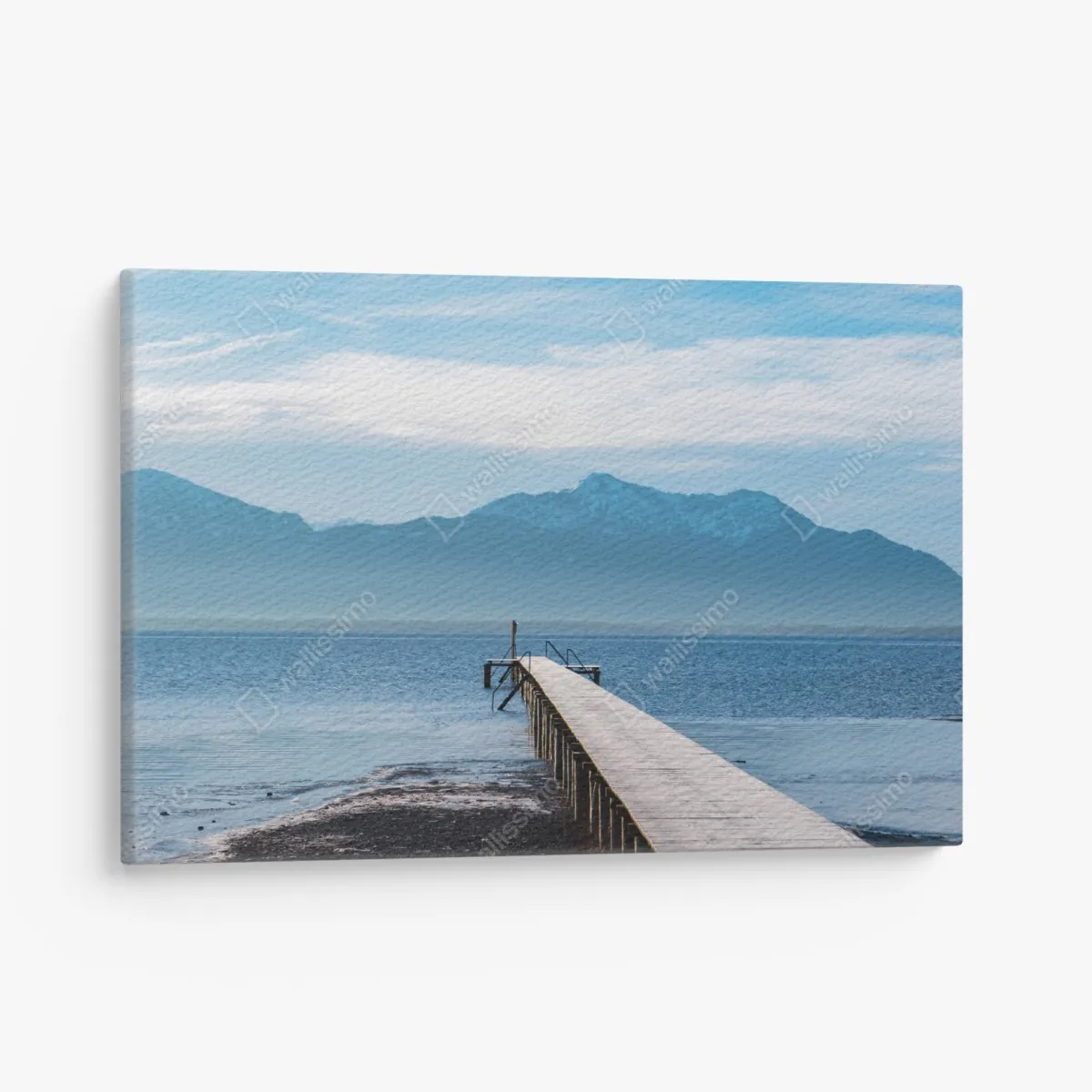 Obraz na płótnie mglisty pomost nad jeziorem o świcie – Wallissimo® Obraz na płótnie mglisty pomost nad jeziorem o świcie – Wallissimo®