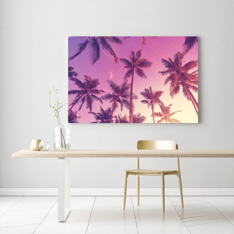 Obraz na płótnie tropikalne palmy o zachodzie słońca – Wallissimo® Obraz na płótnie tropikalne palmy o zachodzie słońca – Wallissimo®