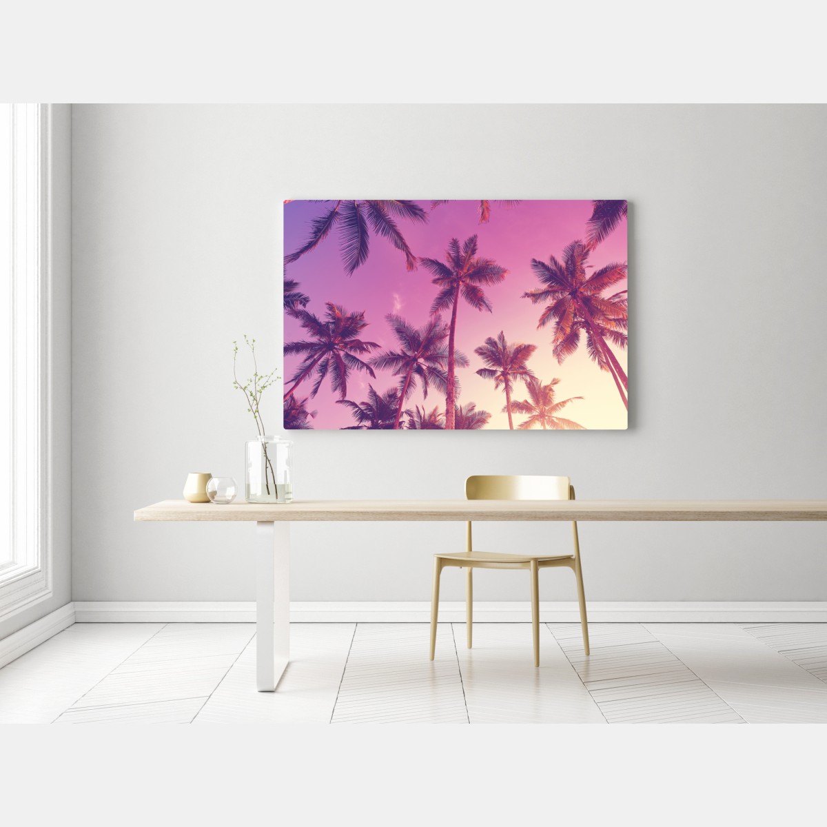 Obraz na płótnie tropikalne palmy o zachodzie słońca – Wallissimo® Obraz na płótnie tropikalne palmy o zachodzie słońca – Wallissimo®