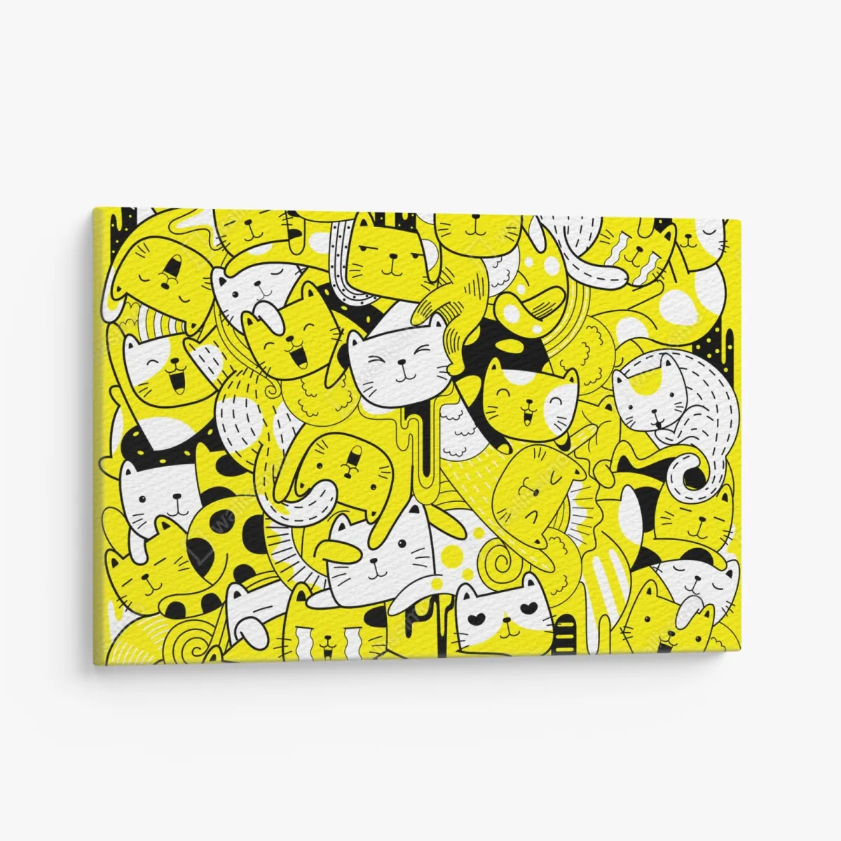 Obraz na płótnie zabawna żółta mozaika kotów – Wallissimo® Obraz na płótnie zabawna żółta mozaika kotów – Wallissimo®