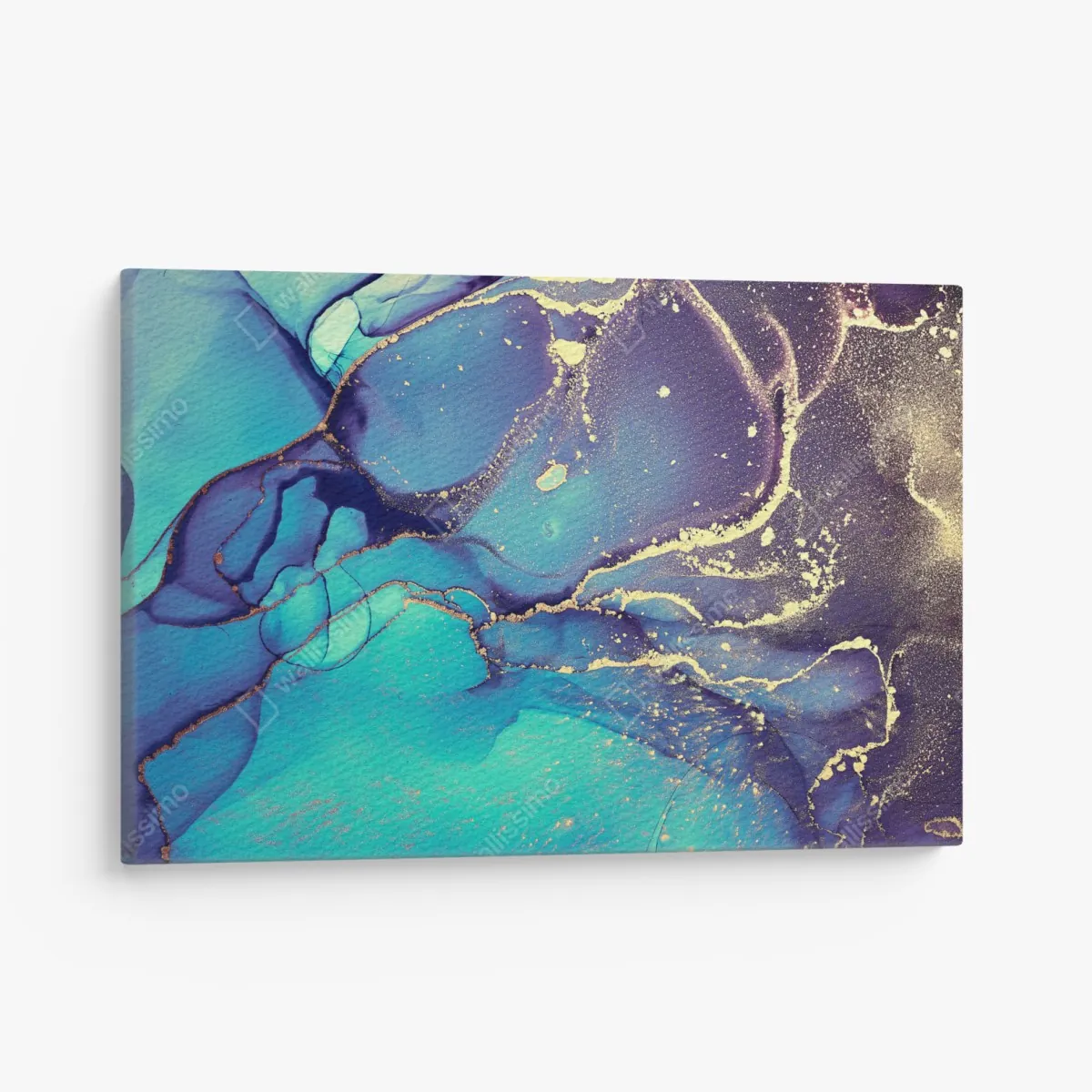 Obraz na płótnie turkusowo-złota płynna marmurkowa abstrakcja – Wallissimo® Obraz na płótnie turkusowo-złota płynna marmurkowa abstrakcja – Wallissimo®