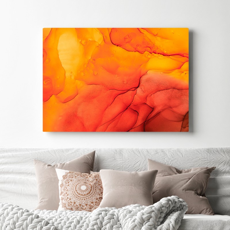 Obraz na płótnie abstrakcja alkoholowa w odcieniach pomarańczy – Wallissimo® Obraz na płótnie abstrakcja alkoholowa w odcieniach pomarańczy – Wallissimo®