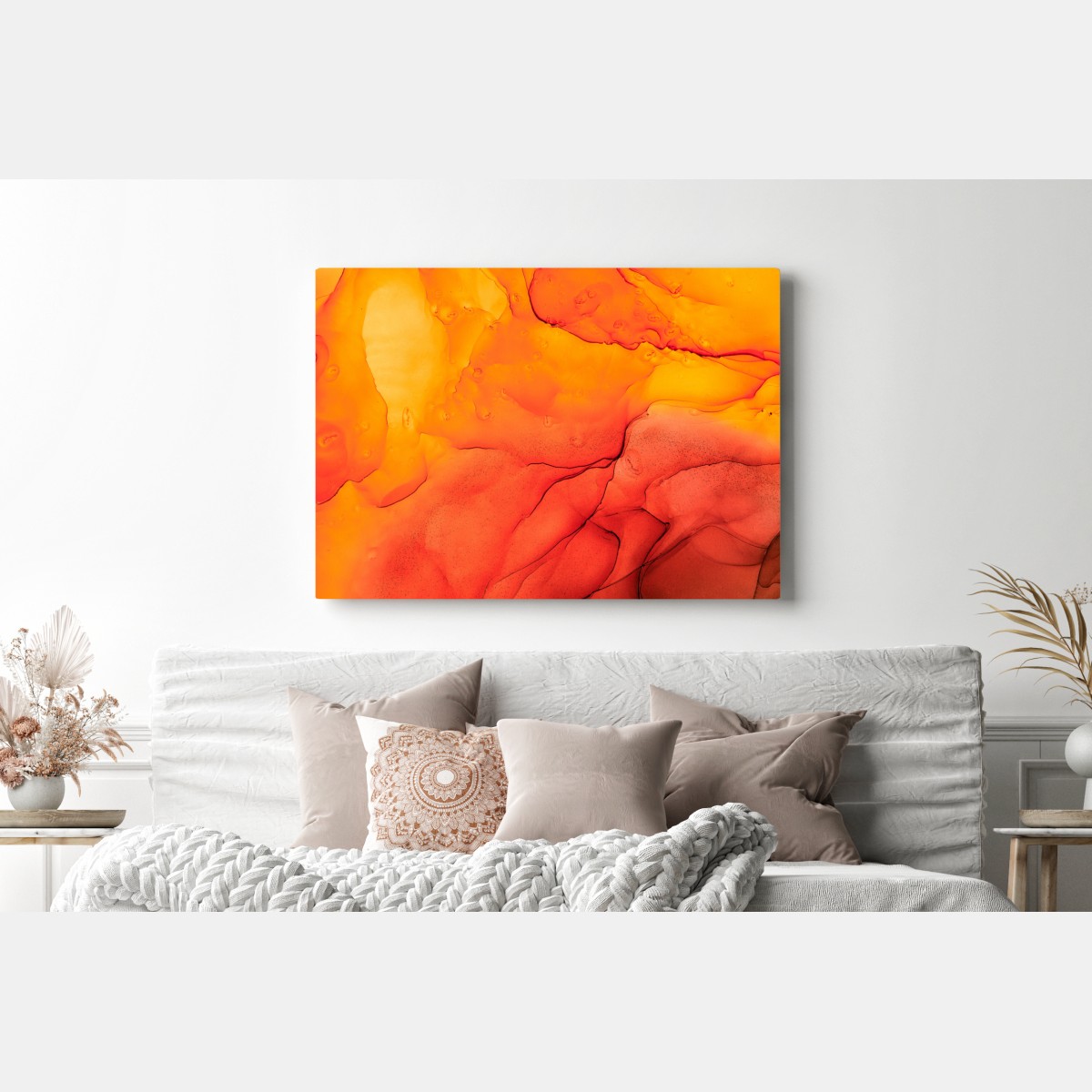 Obraz na płótnie abstrakcja alkoholowa w odcieniach pomarańczy – Wallissimo® Obraz na płótnie abstrakcja alkoholowa w odcieniach pomarańczy – Wallissimo®