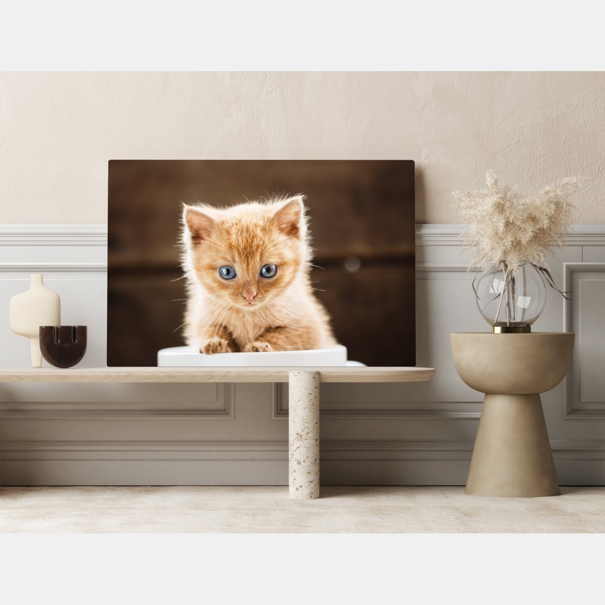 Obraz na płótnie rudy kociak w filiżance – Wallissimo® Obraz na płótnie rudy kociak w filiżance – Wallissimo®